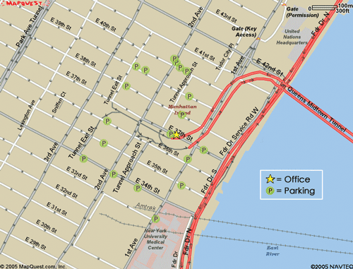 Map of office with nearby parking garages